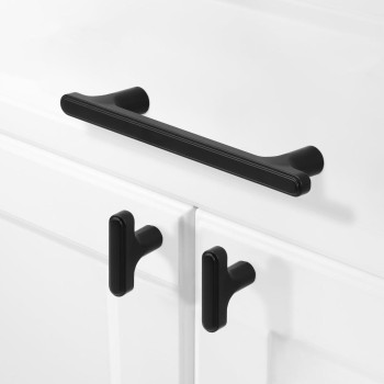 Amasideca 10 Pack Matte Black Cabinet Pulls 334 Inch Hole Centers Kitchen Cabinet Handles Zinc Alloy Black Drawer Pulls Solid