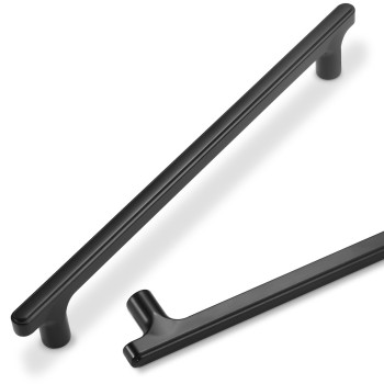 Amasideca 10 Pack Matte Black Cabinet Pulls 712 Inch Hole Centers Kitchen Cabinet Handles Zinc Alloy Black Drawer Pulls Solid