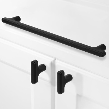 Amasideca 10 Pack Matte Black Cabinet Pulls 712 Inch Hole Centers Kitchen Cabinet Handles Zinc Alloy Black Drawer Pulls Solid