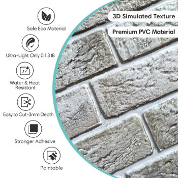 Commomy 10 Pcs 3D Faux Brick Wall Panels 118X118 Small Size Thin Pvc Brick Wall Panels Peel And Stick Diy Selfadhesive W