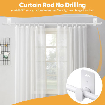 Simewin No Drill Curtain Rods No Drilling For Windows 30 To 60 Inches 58 Inch Diameter No Drill Curtain Rod Set With 3M Adhesiv