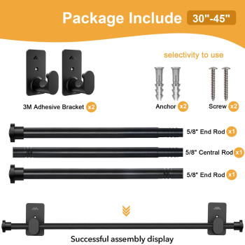 Simewin No Drill Curtain Rods No Drilling For Windows 30 To 45 Inches 58 Inch Diameter No Drill Curtain Rod Set With 3M Adhesiv