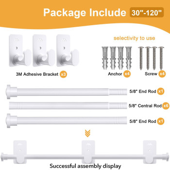 Simewin No Drill Curtain Rods No Drilling For Windows 30 To 120 Inches 58 Inch Diameter No Drill Curtain Rod Set With 3M Adhesi