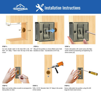 Homotek 4 Pack Privacy Sliding Door Lock With Pull Replace Old Or Damaged Pocket Door Locks Hardware Quickly And Easily 234