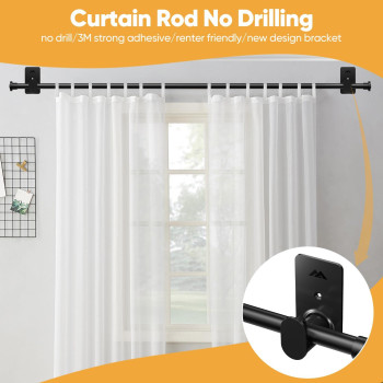 Simewin No Drill Curtain Rods No Drilling For Windows 30 To 120 Inches 58 Inch Diameter No Drill Curtain Rod Set With 3M Adhesi