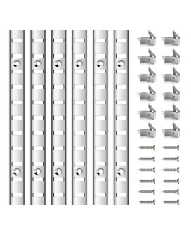 6 Pcs 36 Inch Shelf Pilaster Adjustable Shelf Brackets Stainless Steel Mortise Mount Pilaster Strip Standards With 12 Shelf Clip