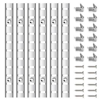 6 Pcs 36 Inch Shelf Pilaster Adjustable Shelf Brackets Stainless Steel Mortise Mount Pilaster Strip Standards With 12 Shelf Clip