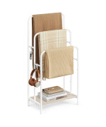 Vasagle Freestanding Towel Rack 3Tier Blanket Holder With Storage Shelf 197 X 118 X 394 Inches Blanket Rack 2 Hooks For