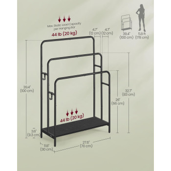 Vasagle Freestanding Towel Rack 3Tier Blanket Holder With Storage Shelf 276 X 118 X 394 Inches Blanket Rack 2 Hooks For