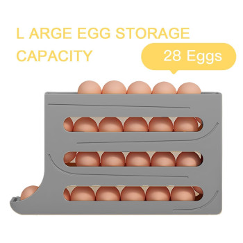 Sipobuy 4Tier 28 Eggs Automatic Rolling Egg Dispenser Spacesaving Egg Tray Organizer Holder For Refrigeratorkitchencabinets