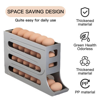 Sipobuy 4Tier 28 Eggs Automatic Rolling Egg Dispenser Spacesaving Egg Tray Organizer Holder For Refrigeratorkitchencabinets