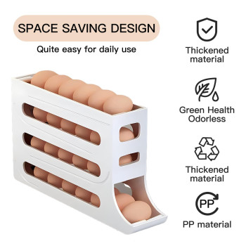 Sipobuy 4Tier 28 Eggs Automatic Rolling Egg Dispenser Spacesaving Egg Tray Organizer Holder For Refrigeratorkitchencabinets