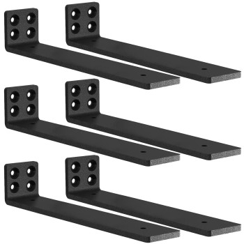 Mloqi 6 Pack Heavy Duty Shelf Brackets L Brackets For Shelves 5Mm Thick Floating Shelf Bracket Up To 50Kg Capacity 12Inch