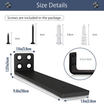 Mloqi 6 Pack Heavy Duty Shelf Brackets L Brackets For Shelves 5Mm Thick Floating Shelf Bracket Up To 50Kg Capacity 12Inch