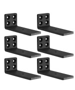 Mloqi 6 Pack Heavy Duty Shelf Brackets L Brackets For Shelves 5Mm Thick Floating Shelf Bracket Up To 50Kg Capacity 4Inch