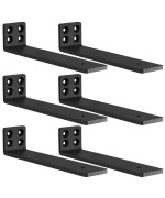 Mloqi 6 Pack Heavy Duty Shelf Brackets L Brackets For Wood Shelves Metal Shelf Brackets 5Mm Thick Floating Shelf Bracket Up To