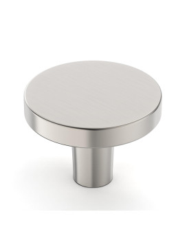 Amerdeco 6 Pack Brushed Satin Nickel Cabinet Knobs Single Hole Cabinet Pulls 1 Inch 30Mm Diameter Round Drawer Knobs And Pulls