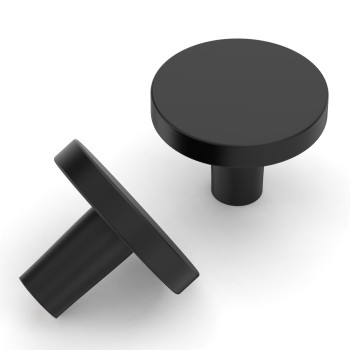 Amerdeco 30 Pack Matte Black Cabinet Knobs Single Hole Cabinet Pulls 1 Inch 30Mm Diameter Round Drawer Knobs And Pulls For Bat