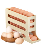 Sipobuy 4Tier 28 Eggs Automatic Rolling Egg Dispenser Spacesaving Egg Tray Organizer Holder For Refrigeratorkitchencabinets