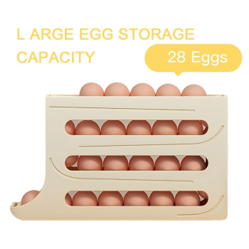 Sipobuy 4Tier 28 Eggs Automatic Rolling Egg Dispenser Spacesaving Egg Tray Organizer Holder For Refrigeratorkitchencabinets