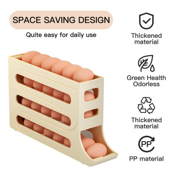 Sipobuy 4Tier 28 Eggs Automatic Rolling Egg Dispenser Spacesaving Egg Tray Organizer Holder For Refrigeratorkitchencabinets