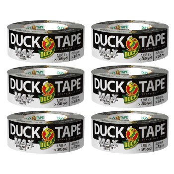 Duck Brand Max Strength Duct Tape White 6 Rolls 188 Inch X 35 Yards Each 240866