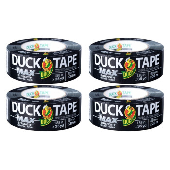 Duck Brand Max Strength Duct Tape Black 4 Rolls 188 Inch X 35 Yards Each 240867