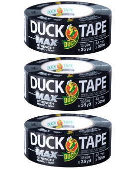 Duck Brand Max Strength Duct Tape Black 3 Rolls 188 Inch X 35 Yards Each 240867