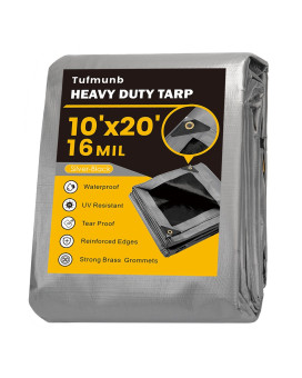 Tarp Waterproof 10X20 Feet 16 Mil Heavy Duty Thick Tarp Uv Resistant Rip And Tear Proof Large Tarp With Reinforced Edges For