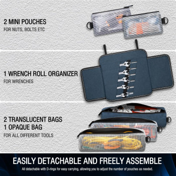 Roll Up Tool Bag Fuzvol Heavy Duty Tool Roll Bags With Small Detachable Tool Pouch And Wrench Roll Organizer Gifts For Men Me