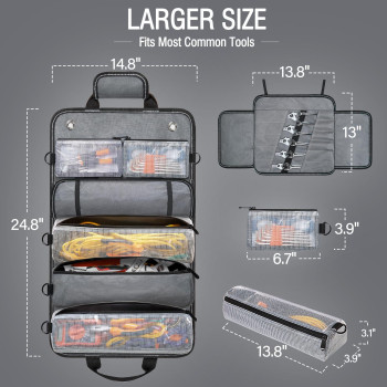 Roll Up Tool Bag Fuzvol Heavy Duty Tool Roll Bags With Small Detachable Tool Pouch And Wrench Roll Organizer Gifts For Men Me