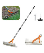 Millionhome Thatch Rake 15Inch Wide Dethatcher Rake With Doublesided Thickening Tines Dethatching Rake With Stainless Steel H