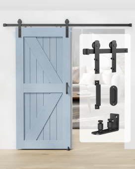 Barn Door Hardware Kit 66Ft Sliding Barn Door Hardware Kit With Floor Guide Handles And Latch For Barn Door Fit 3640