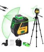 Prexiso 360 Laser Level With Tripod Ip54 Rechargeable Wide Angle Vertical Line Laser 100Ft Green 3 Brightness Adjustment Self