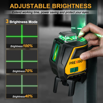 Prexiso 360 Laser Level With Tripod Ip54 Rechargeable Wide Angle Vertical Line Laser 100Ft Green 3 Brightness Adjustment Self