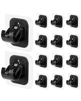 14Pcs No Drill Curtain Rod Brackets No Drilling Self Adhesive Curtain Rod Holder Hooks Nail Free Adjustable Curtain Rod Hooks Cu