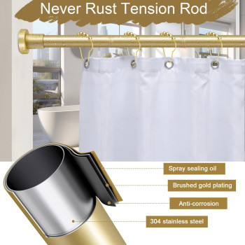 Ynl Gold Shower Curtain Rod 3294 Inch2778Ft Nonslip Never Rust Stainless Steel No Drill Spring Tension Shower Rod Adj