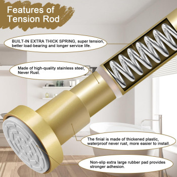 Ynl Gold Shower Curtain Rod 3294 Inch2778Ft Nonslip Never Rust Stainless Steel No Drill Spring Tension Shower Rod Adj