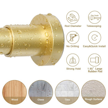 Ynl Gold Shower Curtain Rod 3294 Inch2778Ft Nonslip Never Rust Stainless Steel No Drill Spring Tension Shower Rod Adj