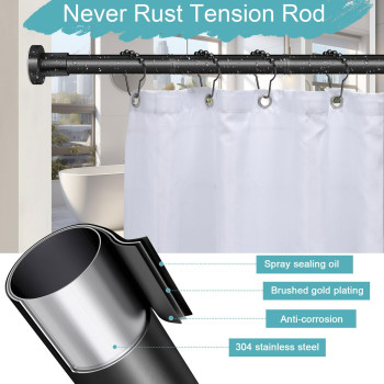 Ynl Black Shower Curtain Rod 3294 Inch2778Ft Nonslip Never Rust Stainless Steel No Drill Spring Tension Shower Rod Ad