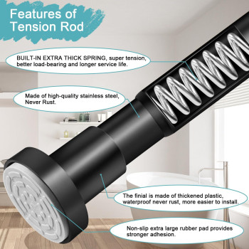 Ynl Black Shower Curtain Rod 3294 Inch2778Ft Nonslip Never Rust Stainless Steel No Drill Spring Tension Shower Rod Ad