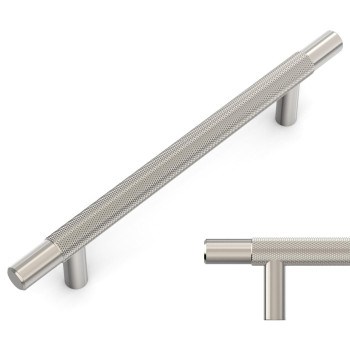 Amerdeco 10 Pack Brushed Satin Nickel Knurled Cabinet Pulls 63 Inch Hole Centers Kitchen Cabinet Handles Hardware Kitchen Handl