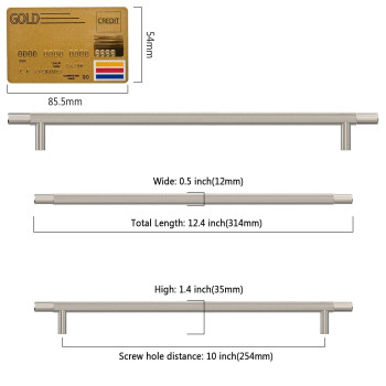 Amerdeco 10 Pack Brushed Satin Nickel Knurled Cabinet Pulls 10 Inch Hole Centers Kitchen Cabinet Handles Hardware Kitchen Handle