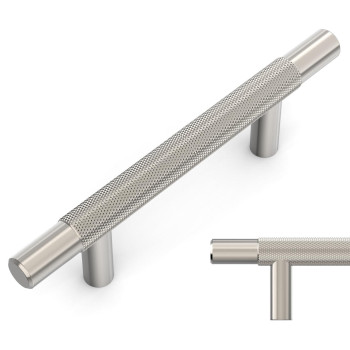 Amerdeco 10 Pack Brushed Satin Nickel Knurled Cabinet Pulls 3 Inch Hole Centers Kitchen Cabinet Handles Hardware Kitchen Handles