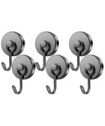 Findmag 100Lbs N52 Swivel Swing Magnet Hooks Magnetic Hooks Heavy Duty For Hanging 6 Pack Strong Neodymium Black Magnets With