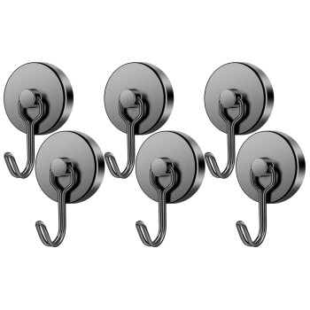 Findmag 100Lbs N52 Swivel Swing Magnet Hooks Magnetic Hooks Heavy Duty For Hanging 6 Pack Strong Neodymium Black Magnets With