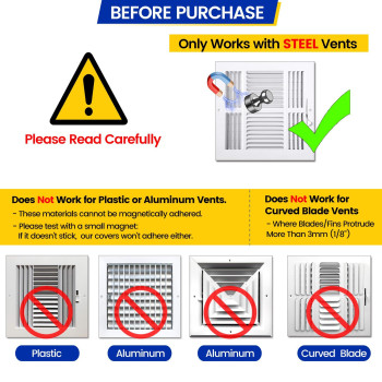 Seatern Square Magnetic Vent Covers 10 X 10 2 Pack Extra Strong Magnets Fits Steel Vents Only Complete Seal Air Vent
