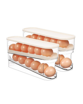 Egg Holder For Fridge Auto Rolling Fridge Egg Cartons Include Egg Washer Egg Organizer For Refrigerator Clear Plastic Egg Dis