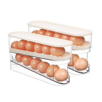 Egg Holder For Fridge Auto Rolling Fridge Egg Cartons Include Egg Washer Egg Organizer For Refrigerator Clear Plastic Egg Dis