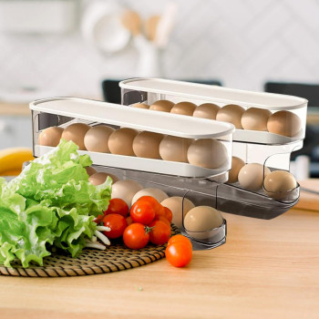 Egg Holder For Fridge Auto Rolling Fridge Egg Cartons Include Egg Washer Egg Organizer For Refrigerator Clear Plastic Egg Dis